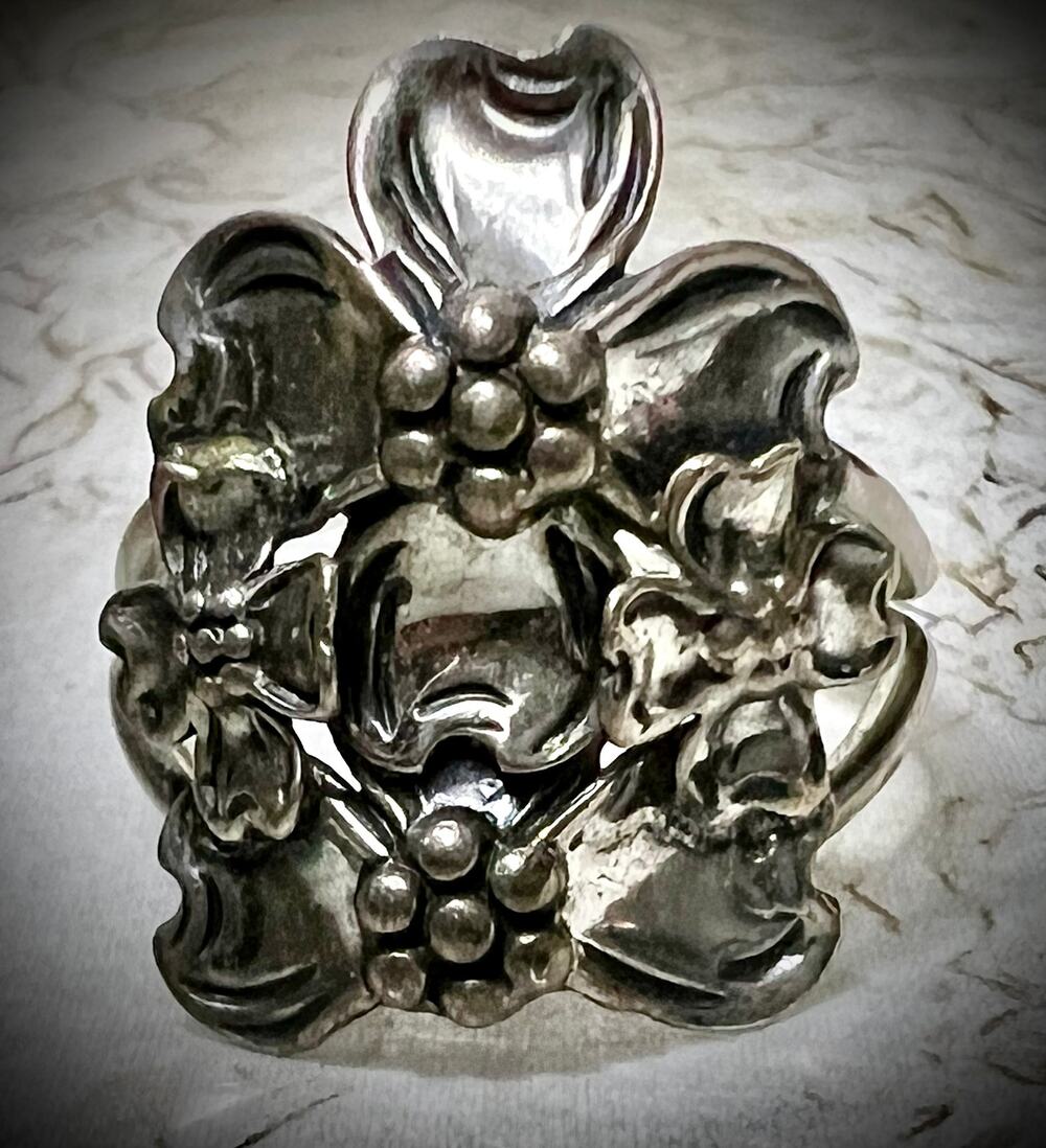 Vintage Beau Sterling Silver Repousse Adjustable Ring Sz 6